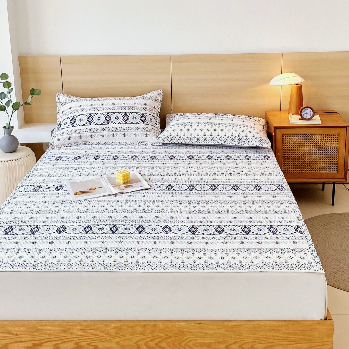 91家纺网 家纺一手货源 找家纺 金鑫汇家纺 2026春夏新款成人床新花型老粗布夹棉床盖软凉席席子可以机洗 波西米亚