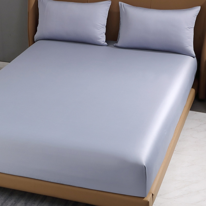 91家纺网 家纺一手货源 找家纺 晶缦家纺 2026新全棉A类纯棉100支贡缎长绒棉纯色多规格单床笠 床笠单件-绮云系列 绮云-绫兰灰