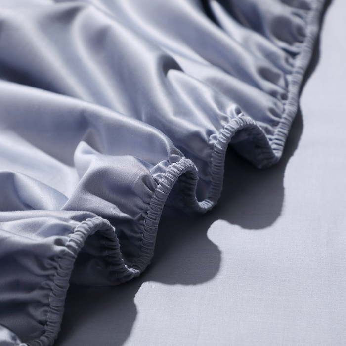 91家纺网 家纺一手货源 找家纺 晶缦家纺 2026新全棉A类纯棉100支贡缎长绒棉纯色多规格单床笠 床笠单件-绮云系列 绮云-绫兰灰