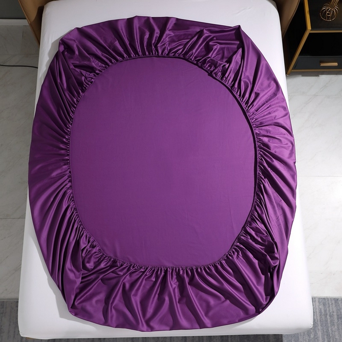 91家纺网 家纺一手货源 找家纺 晶缦家纺 2026新全棉A类纯棉100支贡缎长绒棉纯色多规格单床笠 床笠单件-绮云系列 绮云-罗兰紫