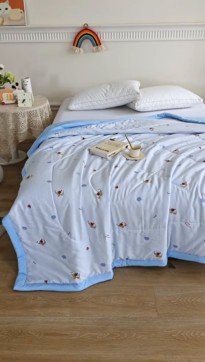 91家纺网 家纺一手货源 找家纺 欧朵 2026新款A类水洗棉夏被系列 小象