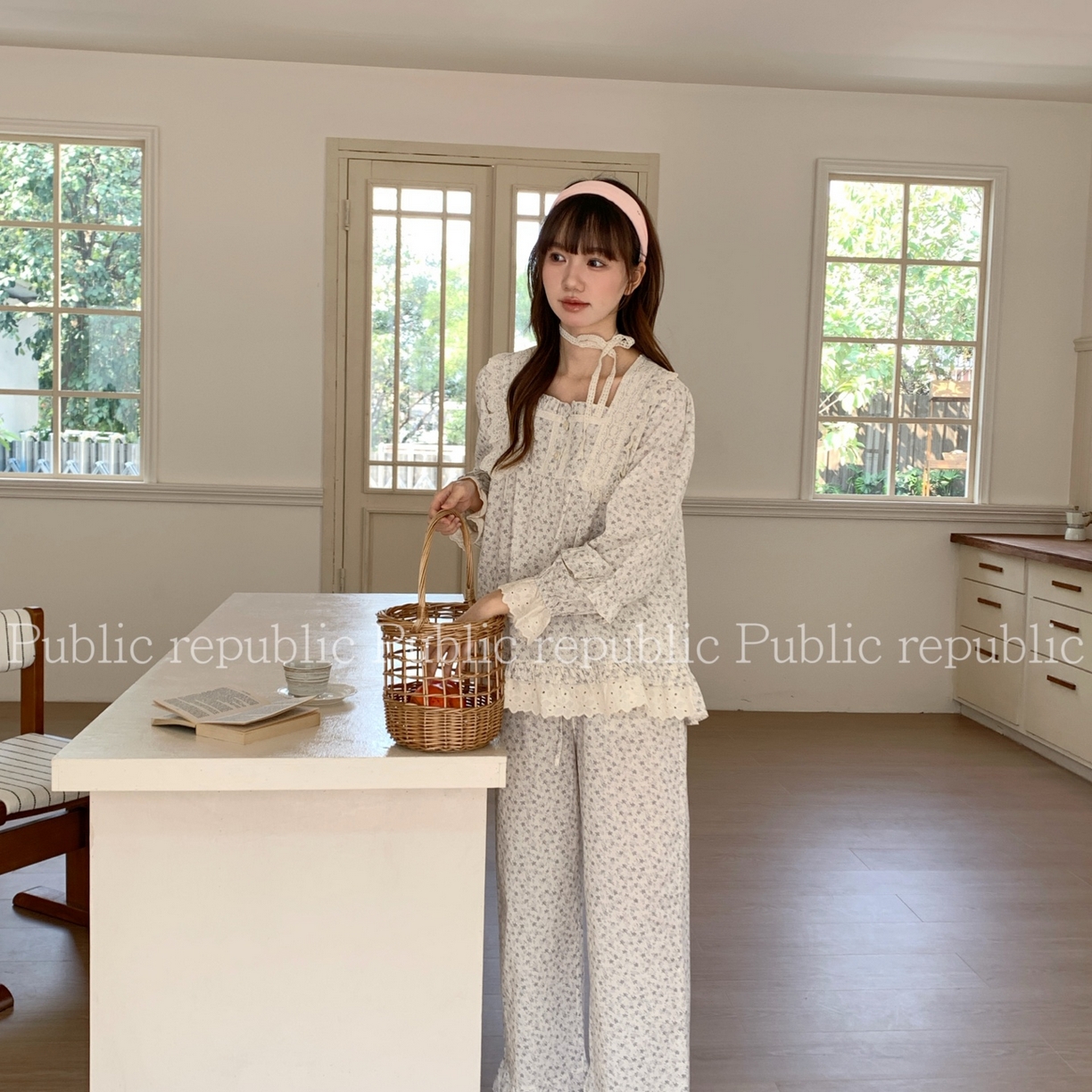 （总）妍景家居生活馆 2026新款韩系碎花荷叶边蕾丝套装