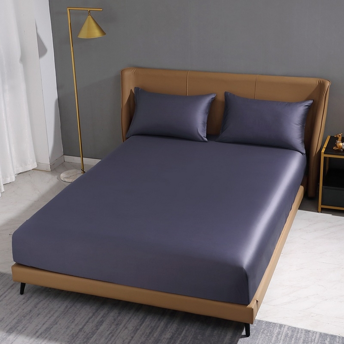 91家纺网 家纺一手货源 找家纺 晶缦家纺 2026新全棉A类纯棉100支贡缎长绒棉纯色多规格单床笠 床笠单件-绮云系列 绮云-深度灰