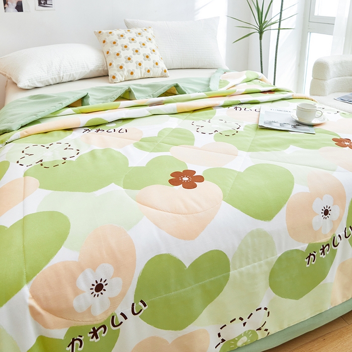 91家纺网 家纺一手货源 找家纺 欧朵 2026新款A类水洗棉夏被系列 心心相印