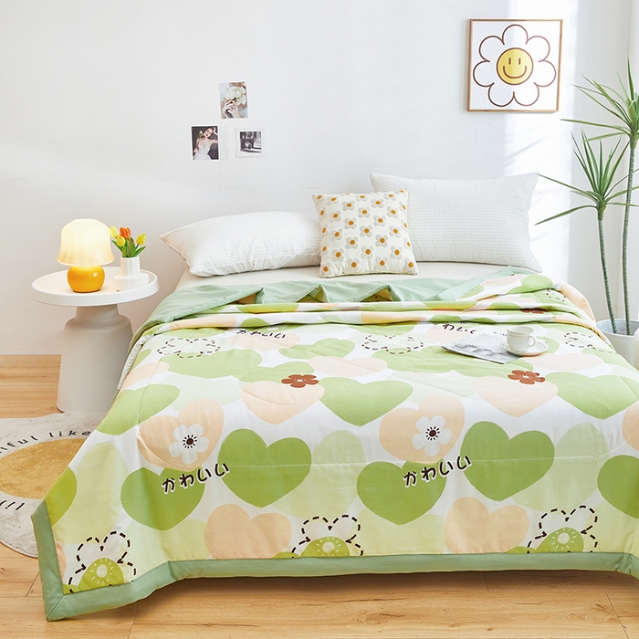 91家纺网 家纺一手货源 找家纺 欧朵 2026新款A类水洗棉夏被系列 心心相印