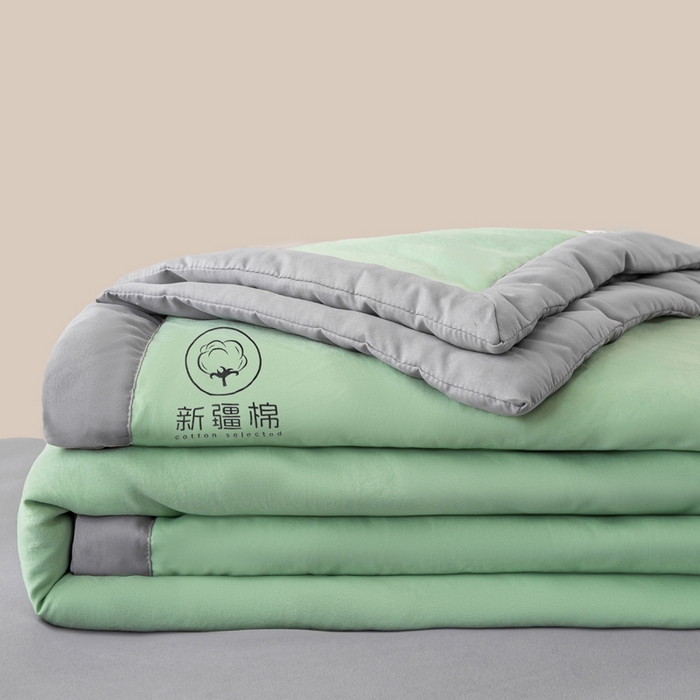 2026新款撞色双拼新疆棉花被夏被无印风水洗棉空调被夏凉被子 棉朵-抹茶灰