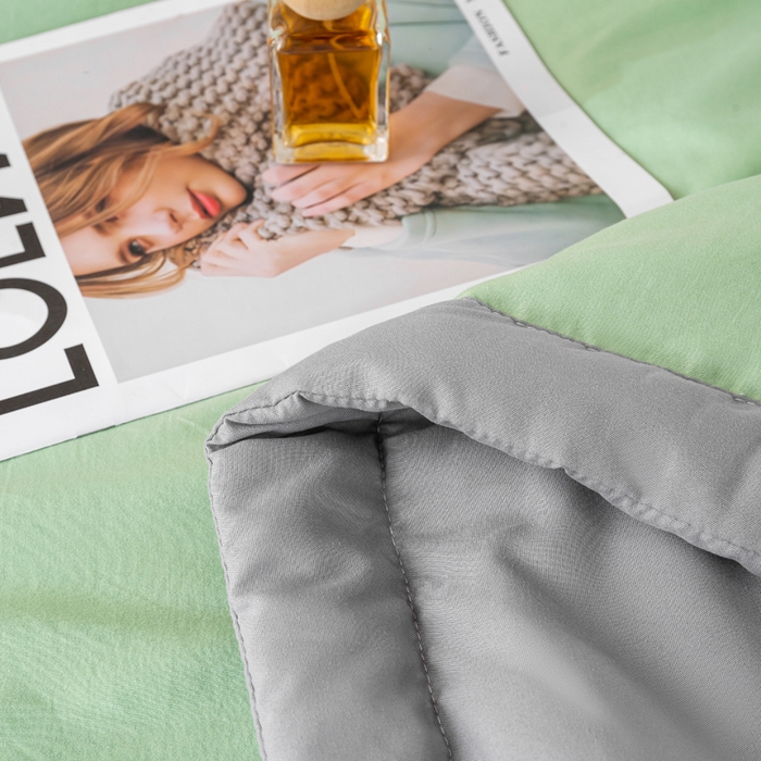 91家纺网 家纺一手货源 找家纺 憨豆  2026新款撞色双拼新疆棉花被夏被无印风水洗棉空调被夏凉被子（常年有货） 棉朵-抹茶灰