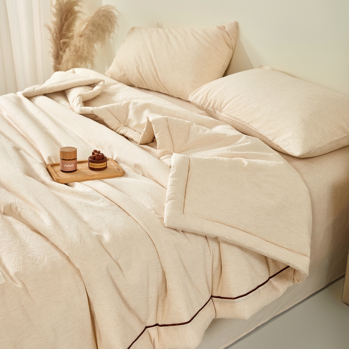 91家纺网 家纺一手货源 找家纺 吾诺家居 2026春夏新款纯色棉麻棉花夏被夏凉被空调被-麻生活系列 麻生活-本色