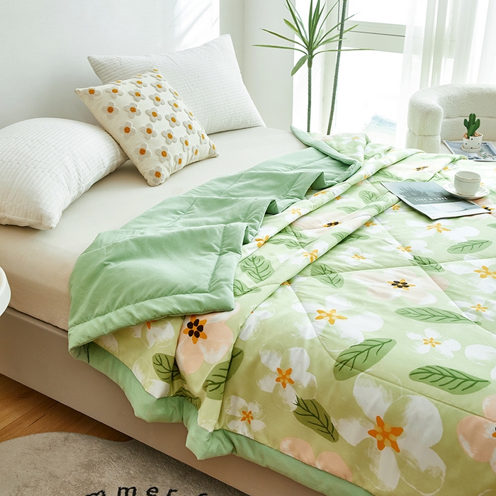 91家纺网 家纺一手货源 找家纺 欧朵 2026新款A类水洗棉夏被系列 栀子花