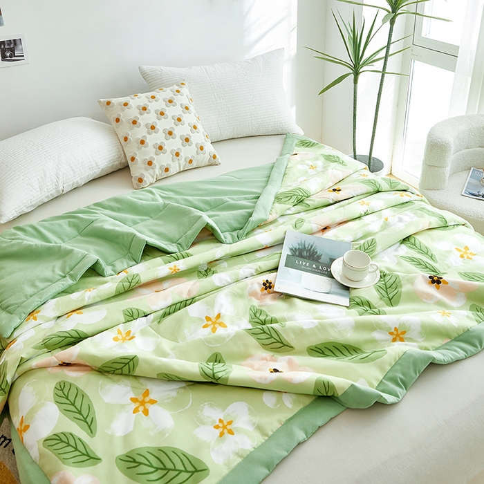 91家纺网 家纺一手货源 找家纺 欧朵 2026新款A类水洗棉夏被系列 栀子花