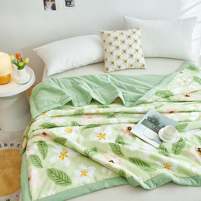 91家纺网 家纺一手货源 找家纺 欧朵 2026新款A类水洗棉夏被系列 栀子花