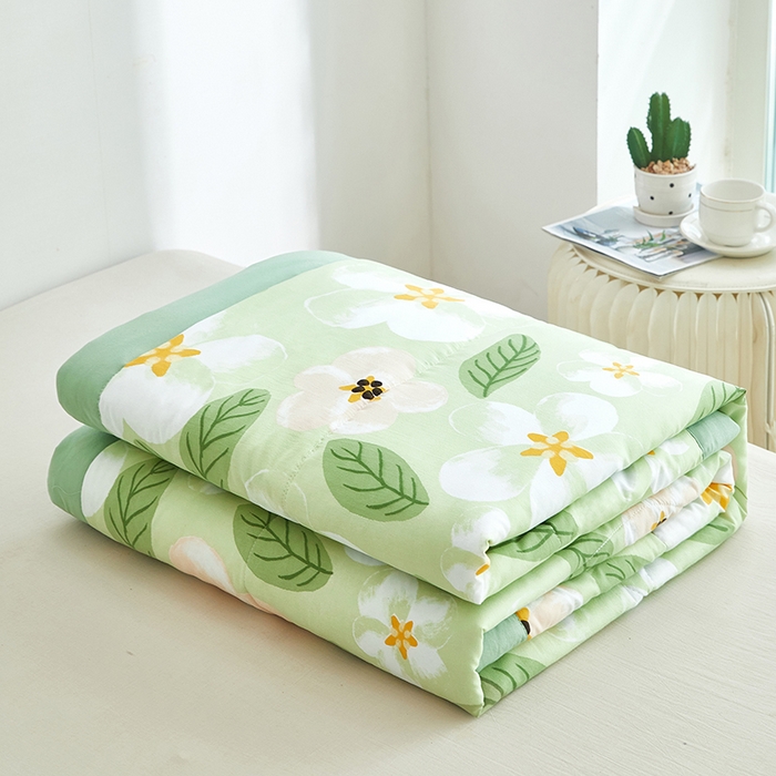 91家纺网 家纺一手货源 找家纺 欧朵 2026新款A类水洗棉夏被系列 栀子花