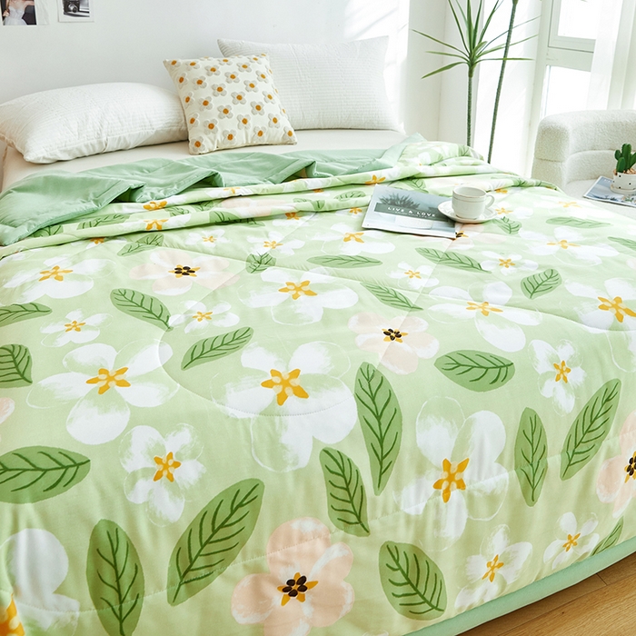 91家纺网 家纺一手货源 找家纺 欧朵 2026新款A类水洗棉夏被系列 栀子花