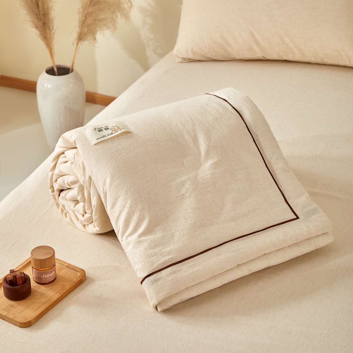 91家纺网 家纺一手货源 找家纺 吾诺家居 2026春夏新款纯色棉麻棉花夏被夏凉被空调被-麻生活系列 麻生活-本色