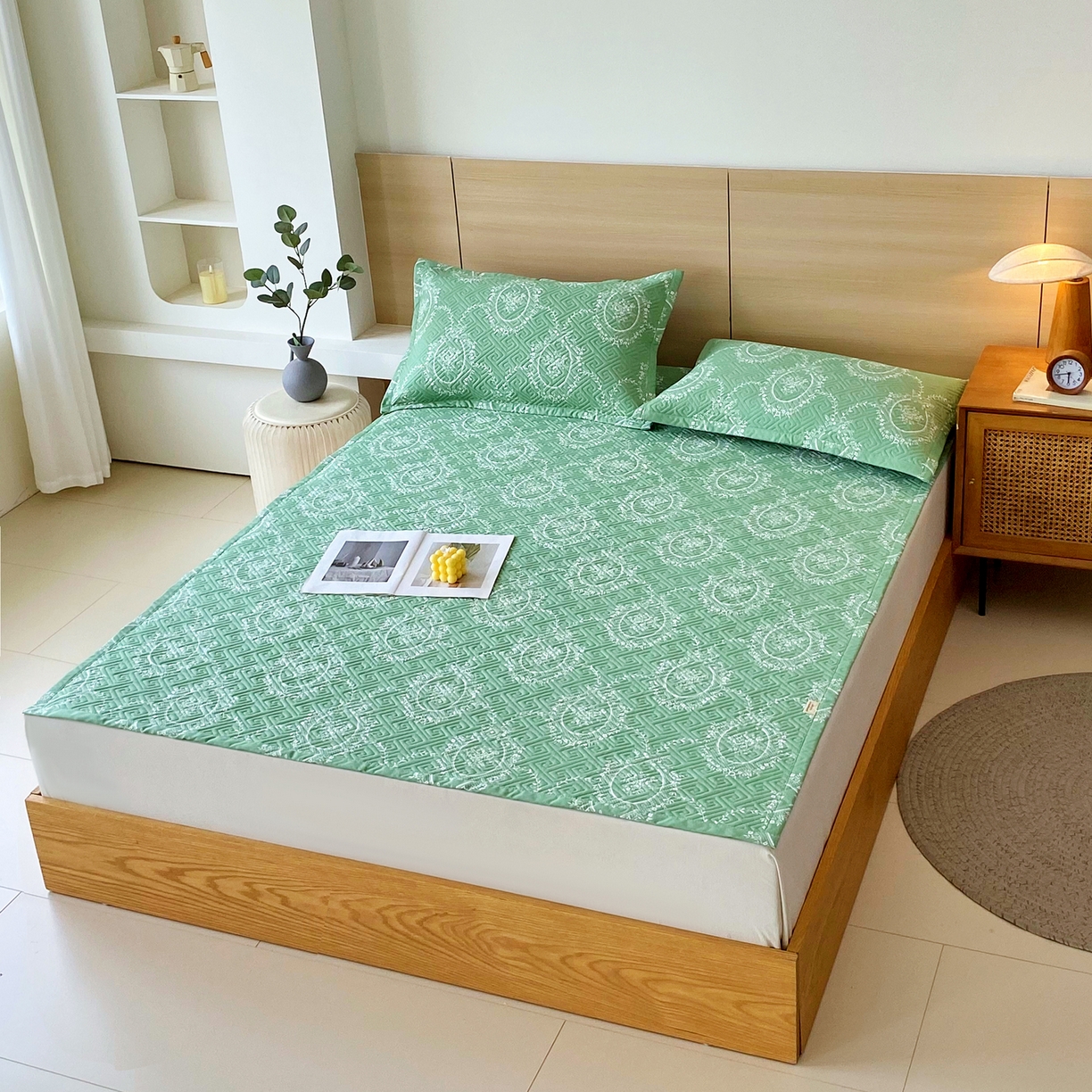 91家纺网 家纺一手货源 找家纺 金鑫汇家纺 2026春夏新款成人床新花型老粗布夹棉床盖软凉席席子可以机洗 芳华