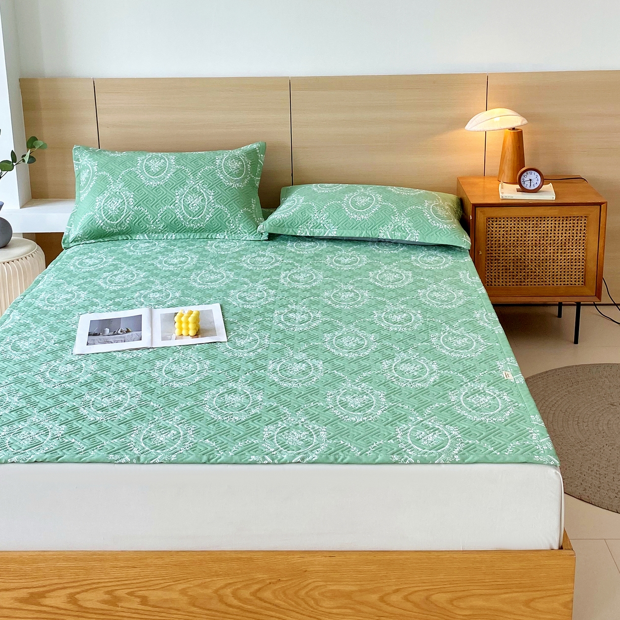 91家纺网 家纺一手货源 找家纺 金鑫汇家纺 2026春夏新款成人床新花型老粗布夹棉床盖软凉席席子可以机洗 芳华