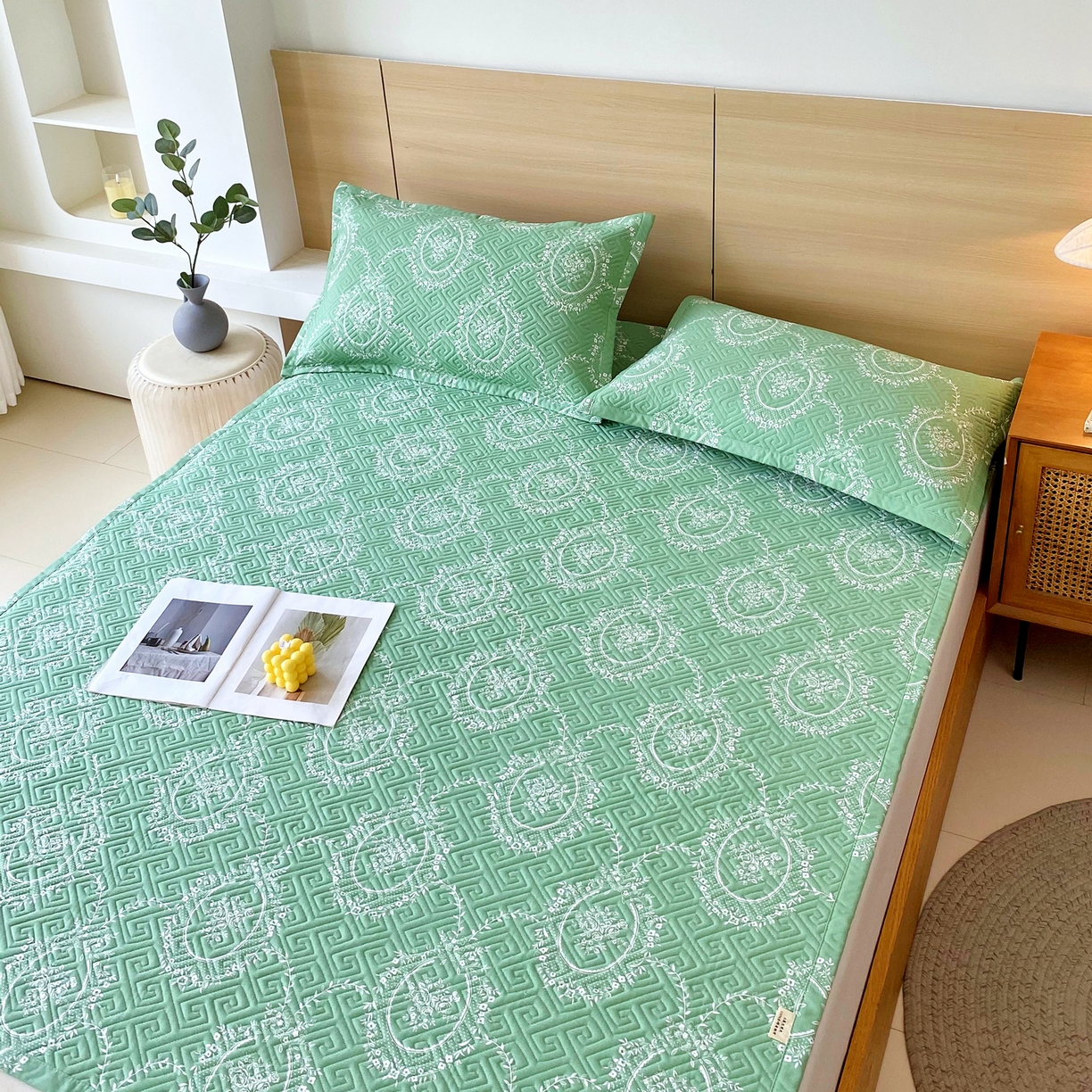 91家纺网 家纺一手货源 找家纺 金鑫汇家纺 2026春夏新款成人床新花型老粗布夹棉床盖软凉席席子可以机洗 芳华