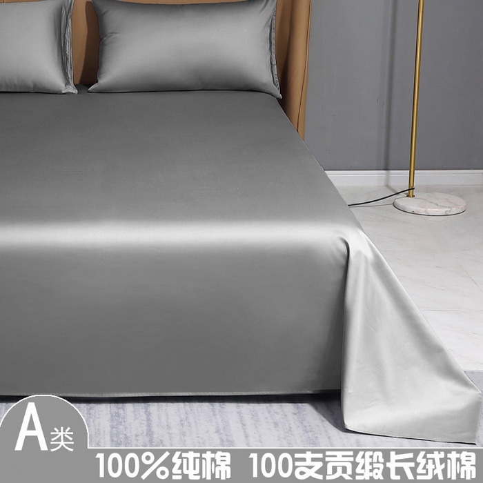 91家纺网 家纺一手货源 找家纺 （总）晶缦家纺 2026新全棉A类纯棉100支贡缎长绒棉纯色多规格单床单 床单单件-绮云系列