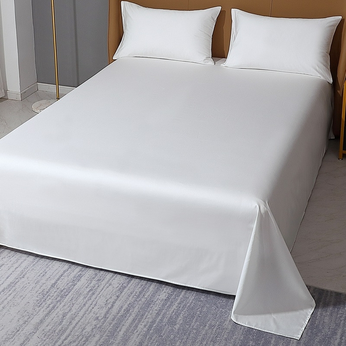 91家纺网 家纺一手货源 找家纺 晶缦家纺 2026新全棉A类纯棉100支贡缎长绒棉纯色多规格单床单 床单单件-绮云系列 绮云-本白色