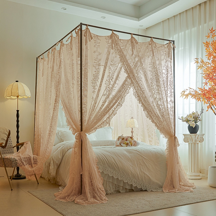 91家纺网 家纺一手货源 找家纺 （总）都市缘蚊帐 2026春夏新款单双层豪华高端蕾丝提花款导轨蚊帐-玫瑰庄园