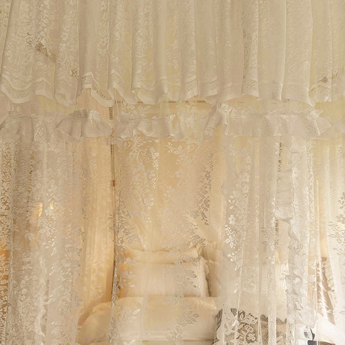91家纺网 家纺一手货源 找家纺 都市缘蚊帐 2026春夏新款单双层豪华高端蕾丝提花款导轨蚊帐-玫瑰庄园 303玫瑰庄园-奶油杏