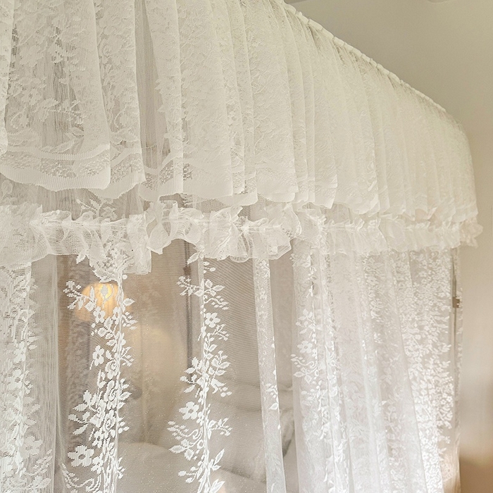 91家纺网 家纺一手货源 找家纺 都市缘蚊帐 2026春夏新款单双层豪华高端蕾丝提花款导轨蚊帐-玫瑰庄园 303玫瑰庄园-奶油白