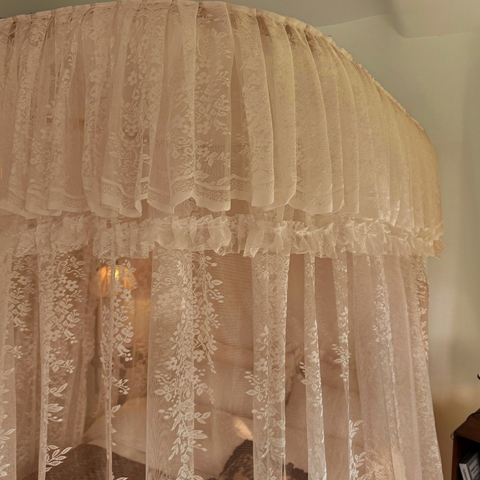 91家纺网 家纺一手货源 找家纺 都市缘蚊帐 2026春夏新款单双层豪华高端蕾丝提花款导轨蚊帐-玫瑰庄园 303玫瑰庄园-奶油玉