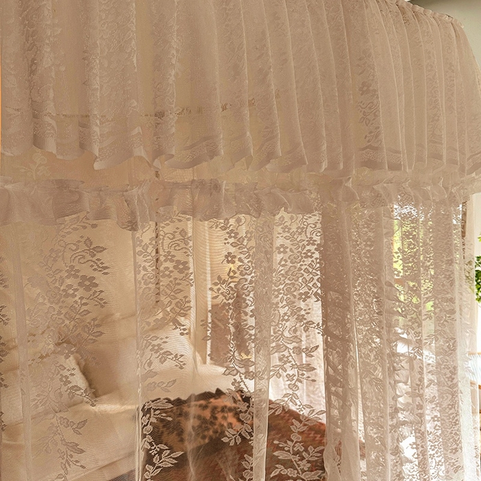 91家纺网 家纺一手货源 找家纺 都市缘蚊帐 2026春夏新款单双层豪华高端蕾丝提花款导轨蚊帐-玫瑰庄园 303玫瑰庄园-奶油玉