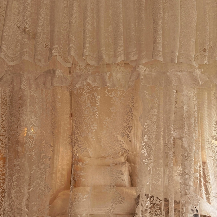 91家纺网 家纺一手货源 找家纺 都市缘蚊帐 2026春夏新款单双层豪华高端蕾丝提花款导轨蚊帐-玫瑰庄园 303玫瑰庄园-奶油玉
