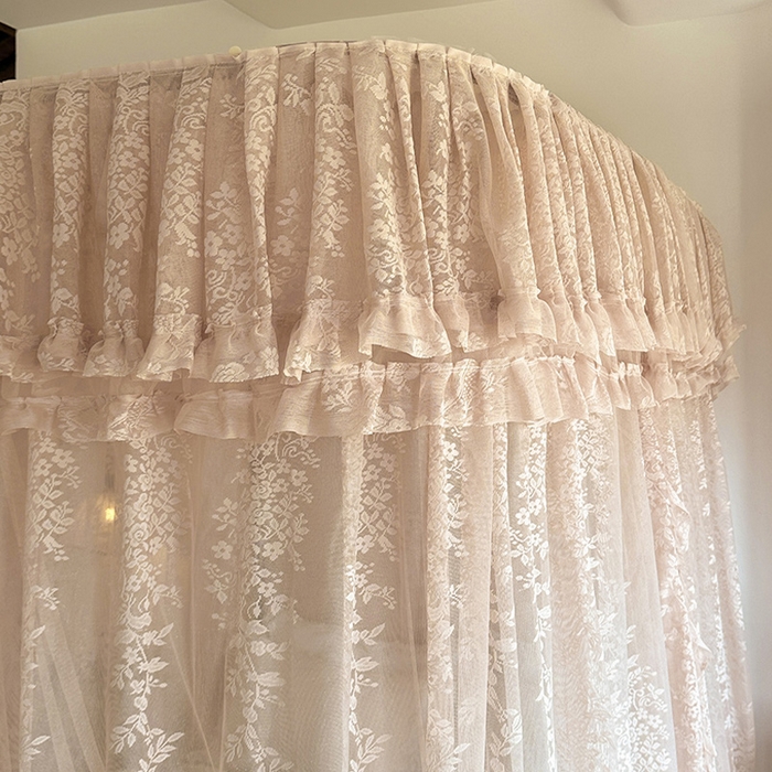 91家纺网 家纺一手货源 找家纺 都市缘蚊帐 2026春夏新款单双层豪华高端蕾丝提花款导轨蚊帐-玫瑰庄园 305玫瑰庄园奶油玉