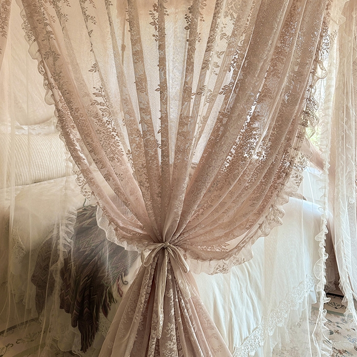 91家纺网 家纺一手货源 找家纺 都市缘蚊帐 2026春夏新款单双层豪华高端蕾丝提花款导轨蚊帐-玫瑰庄园 305玫瑰庄园奶油玉