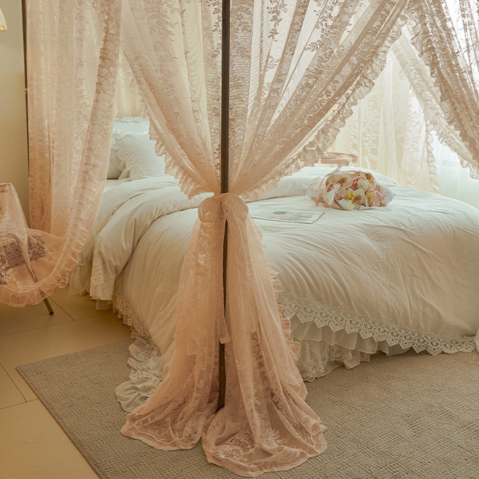91家纺网 家纺一手货源 找家纺 都市缘蚊帐 2026春夏新款单双层豪华高端蕾丝提花款导轨蚊帐-玫瑰庄园 905玫瑰庄园-奶油玉