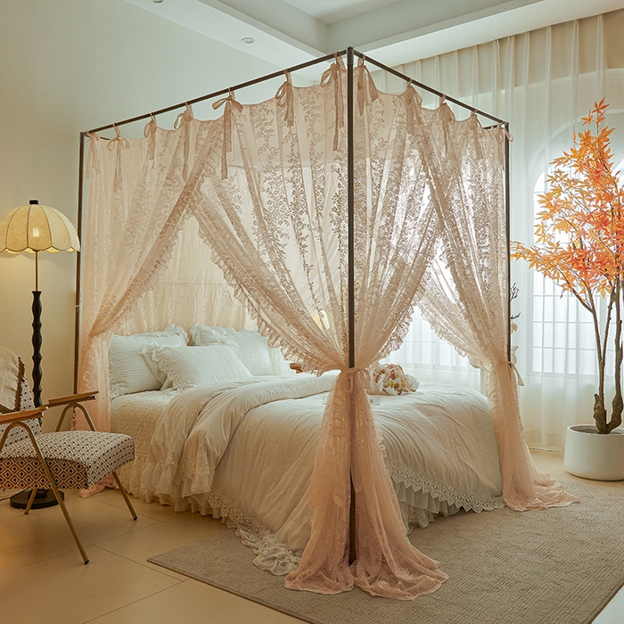 91家纺网 家纺一手货源 找家纺 都市缘蚊帐 2026春夏新款单双层豪华高端蕾丝提花款导轨蚊帐-玫瑰庄园 905玫瑰庄园-奶油玉