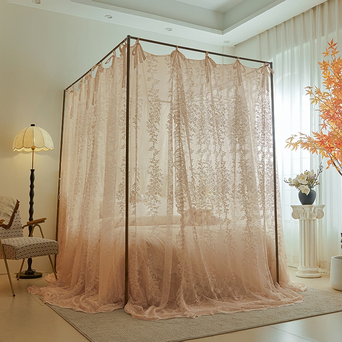 91家纺网 家纺一手货源 找家纺 都市缘蚊帐 2026春夏新款单双层豪华高端蕾丝提花款导轨蚊帐-玫瑰庄园 905玫瑰庄园-奶油玉
