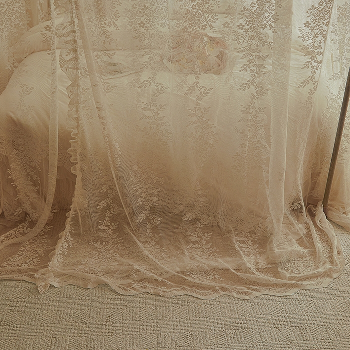 91家纺网 家纺一手货源 找家纺 都市缘蚊帐 2026春夏新款单双层豪华高端蕾丝提花款导轨蚊帐-玫瑰庄园 905玫瑰庄园-奶油杏