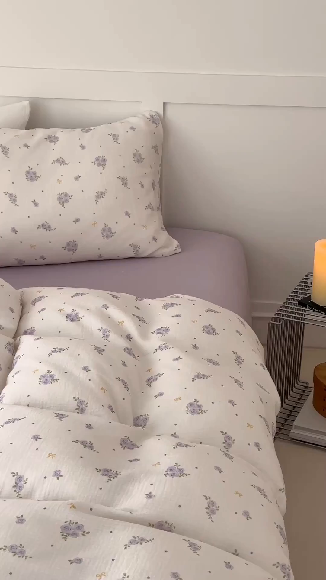 91家纺网 家纺一手货源 找家纺 玖弘家居 2026新款糖果印花色系皱皱纱四件套系列 柔紫花信+浅紫（柔紫花信+浅紫）