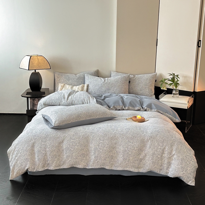 （总）卧趣家纺 2024秋冬新款纯棉A类三层纱加厚磨毛大提花四件套（只有意象空间-棕，塞纳河畔-米，意象空间-绿，慕斯-米，玫瑰面纱-粉，洛丽塔-灰，波洛-灰七个花色做了单被套）