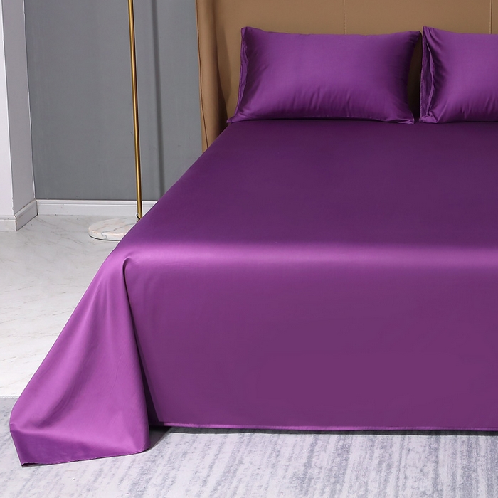 91家纺网 家纺一手货源 找家纺 晶缦家纺 2026新全棉A类纯棉100支贡缎长绒棉纯色多规格单床单 床单单件-绮云系列 绮云-罗兰紫