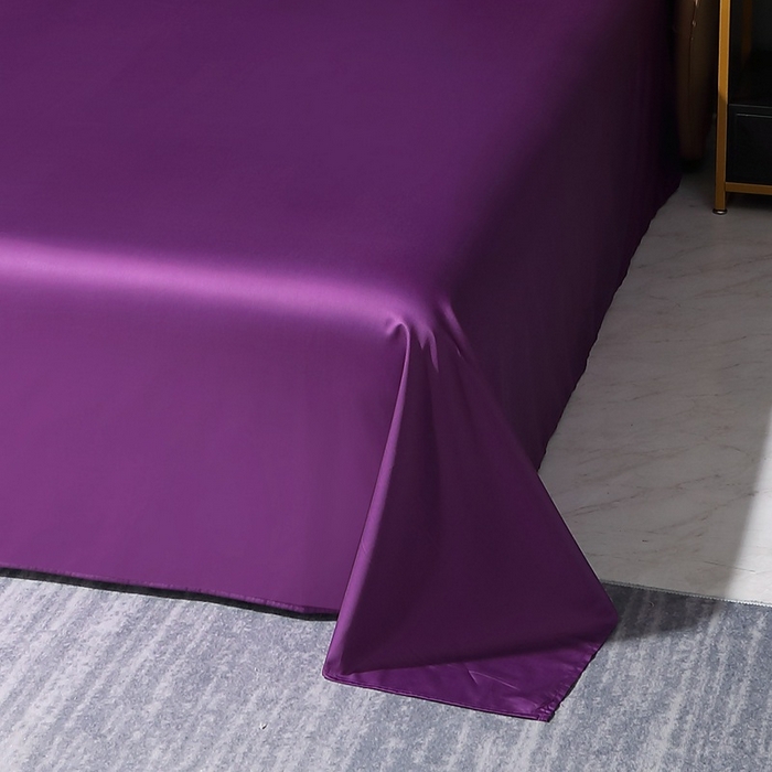 91家纺网 家纺一手货源 找家纺 晶缦家纺 2026新全棉A类纯棉100支贡缎长绒棉纯色多规格单床单 床单单件-绮云系列 绮云-罗兰紫