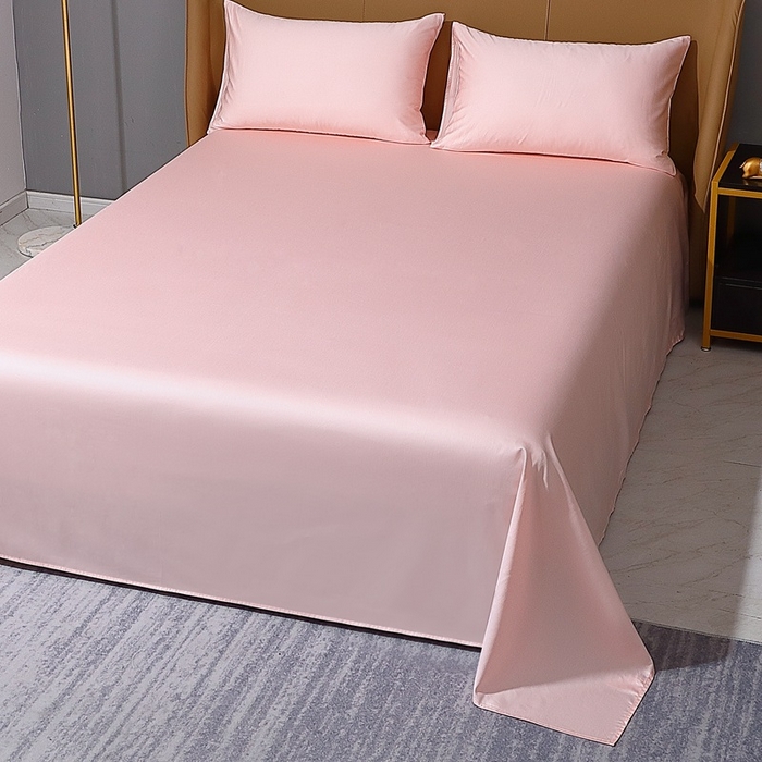 91家纺网 家纺一手货源 找家纺 晶缦家纺 2026新全棉A类纯棉100支贡缎长绒棉纯色多规格单床单 床单单件-绮云系列 绮云-浅粉玉