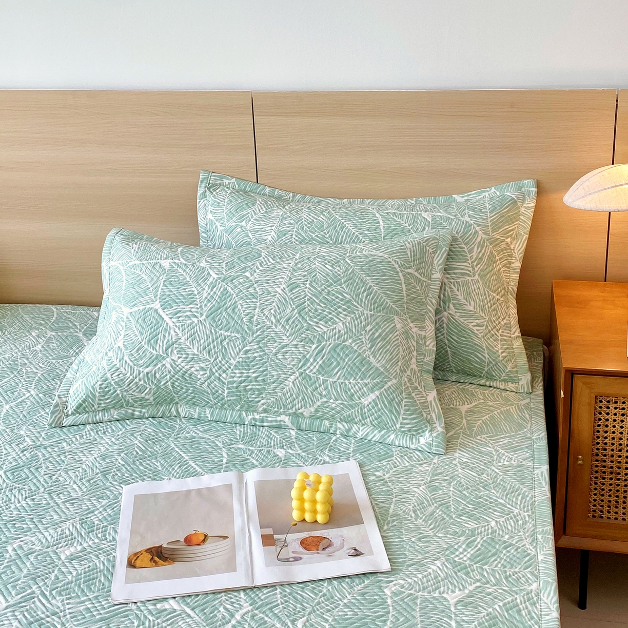 91家纺网 家纺一手货源 找家纺 金鑫汇家纺 2026春夏新款成人床新花型老粗布夹棉床盖软凉席席子可以机洗 绿色心情