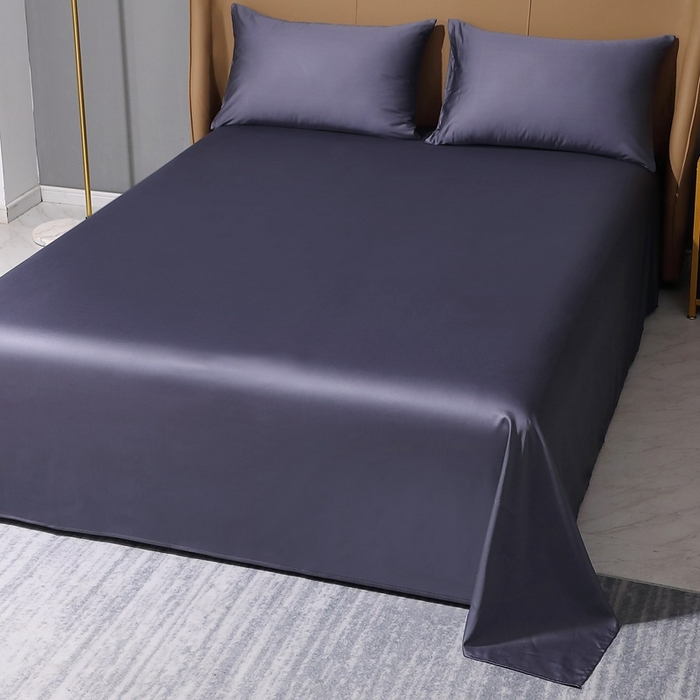 91家纺网 家纺一手货源 找家纺 晶缦家纺 2026新全棉A类纯棉100支贡缎长绒棉纯色多规格单床单 床单单件-绮云系列 绮云-深度灰