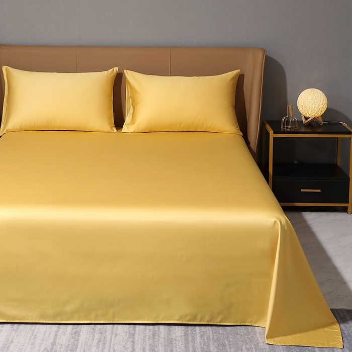 91家纺网 家纺一手货源 找家纺 晶缦家纺 2026新全棉A类纯棉100支贡缎长绒棉纯色多规格单床单 床单单件-绮云系列 绮云-玉米黄