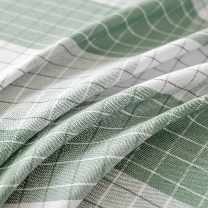 91家纺网 家纺一手货源 找家纺 居美良品 2026新款100%色织全棉老粗布床单 素雅-绿格