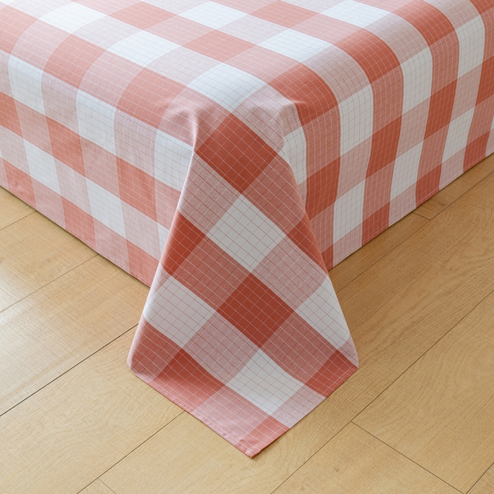 91家纺网 家纺一手货源 找家纺 居美良品 2026新款100%色织全棉老粗布床单 素雅-粉格