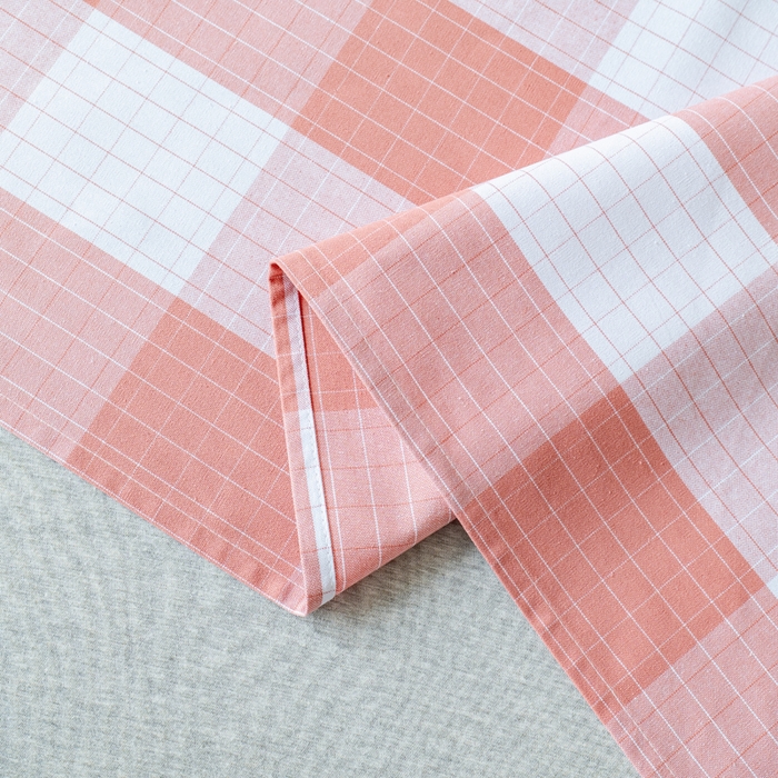 91家纺网 家纺一手货源 找家纺 居美良品 2026新款100%色织全棉老粗布床单 素雅-粉格