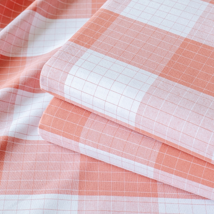 91家纺网 家纺一手货源 找家纺 居美良品 2026新款100%色织全棉老粗布床单 素雅-粉格