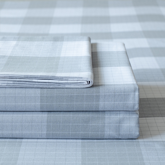 91家纺网 家纺一手货源 找家纺 居美良品 2026新款100%色织全棉老粗布床单 素雅-灰格