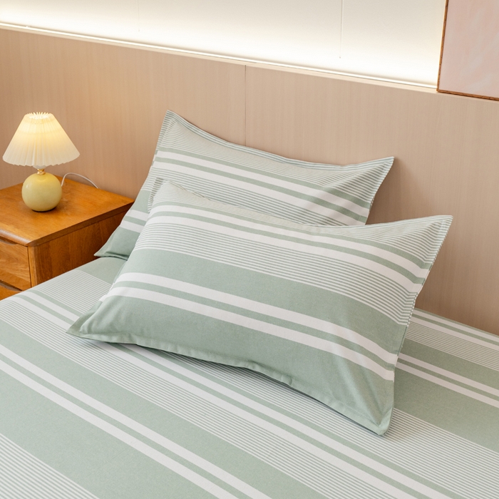 91家纺网 家纺一手货源 找家纺 居美良品 2026新款100%色织全棉老粗布床单 云锦-淡绿