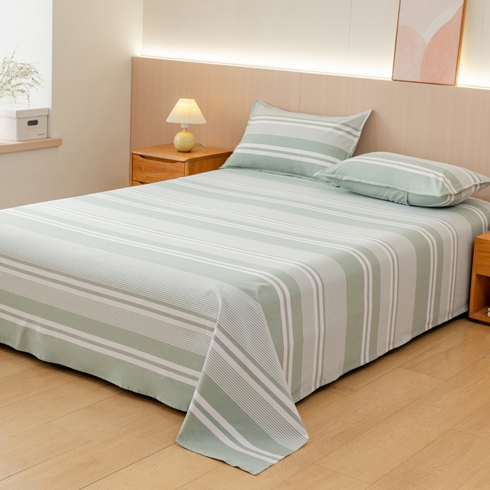 91家纺网 家纺一手货源 找家纺 居美良品 2026新款100%色织全棉老粗布床单 云锦-淡绿